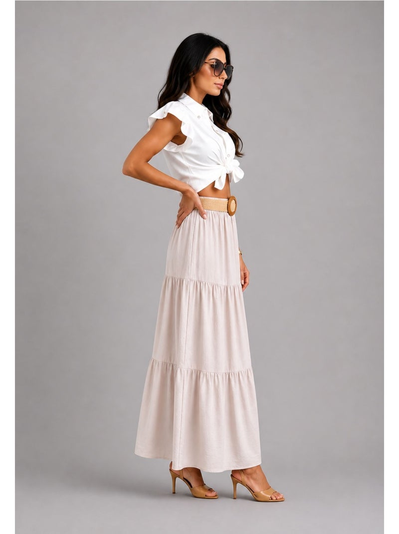 Jupe longue Kebello Beige - Kiabi