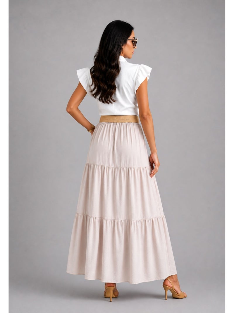 Jupe longue Kebello Beige - Kiabi