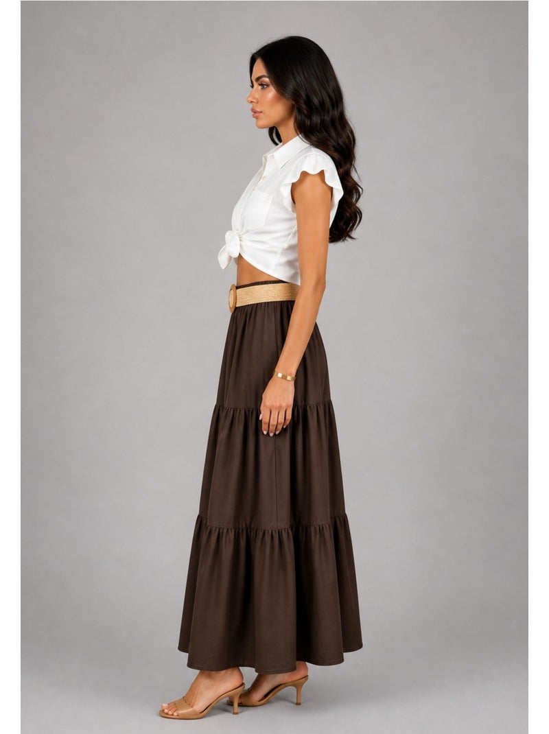 Jupe longue Kebello Marron - Kiabi