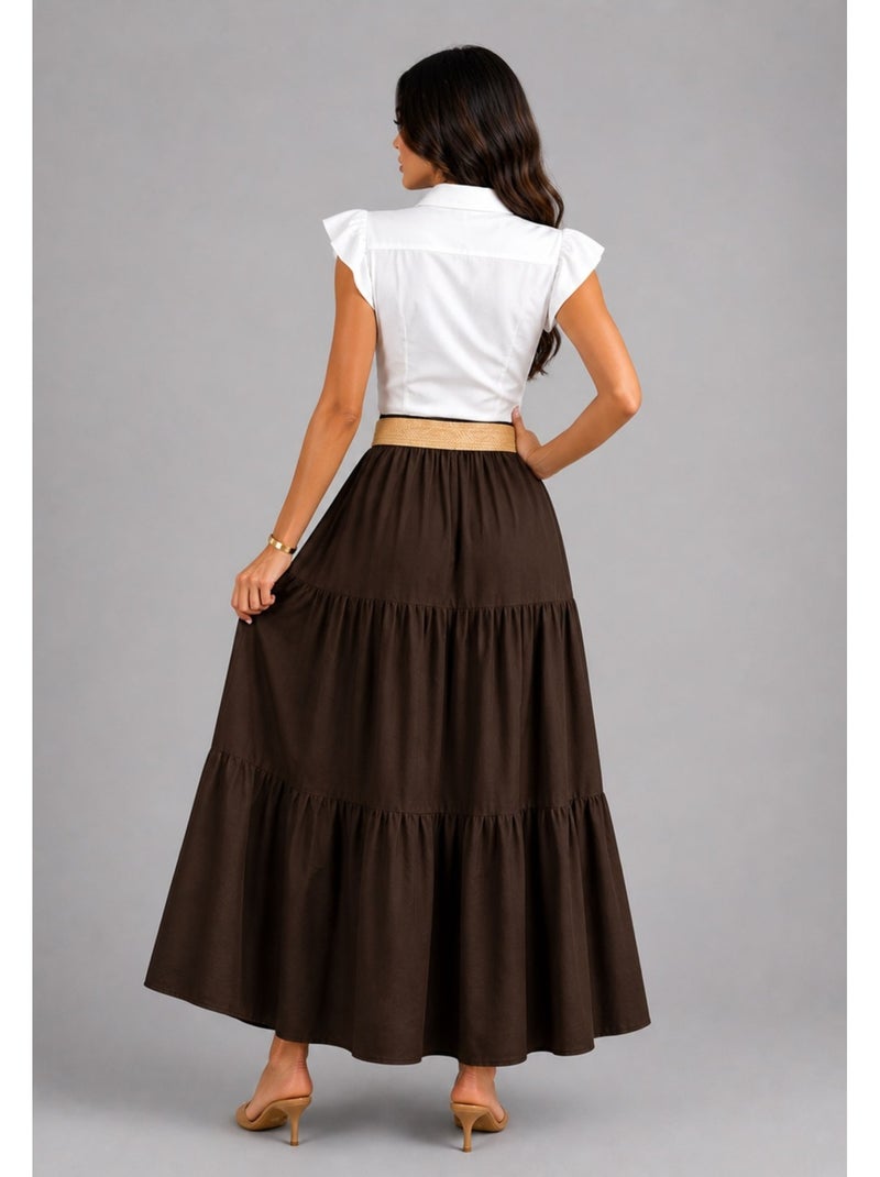 Jupe longue Kebello Marron - Kiabi