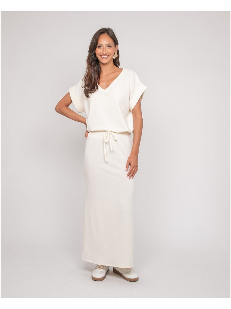 Jupe longue molleton XIVELA Ecru - Kiabi