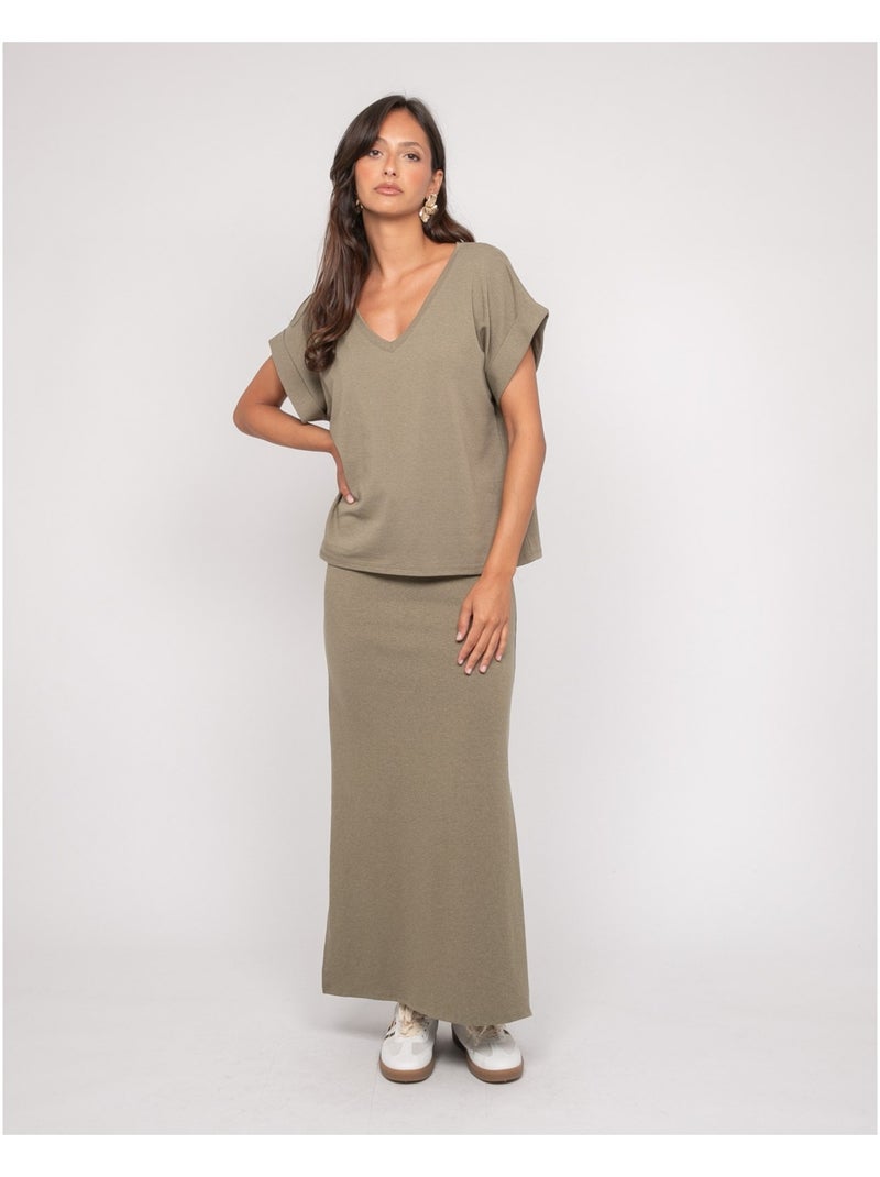 Jupe longue molleton XIVELA Kaki - Kiabi