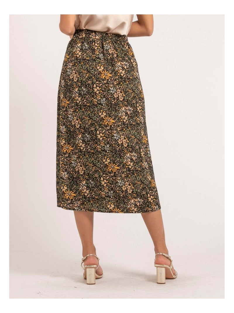 Jupe longue motifs XABEA Kaki - Kiabi