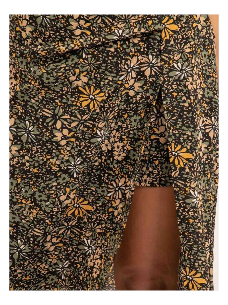 Jupe longue motifs XABEA Kaki - Kiabi