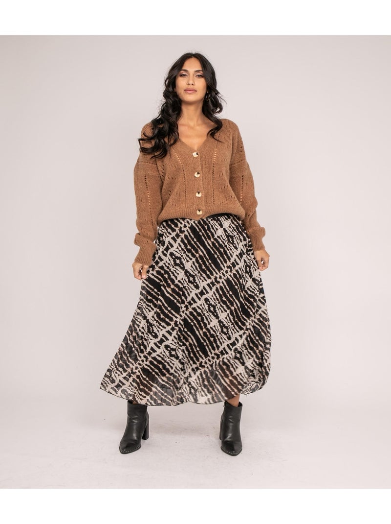 Jupe longue motifs XOMALIA Noir - Kiabi