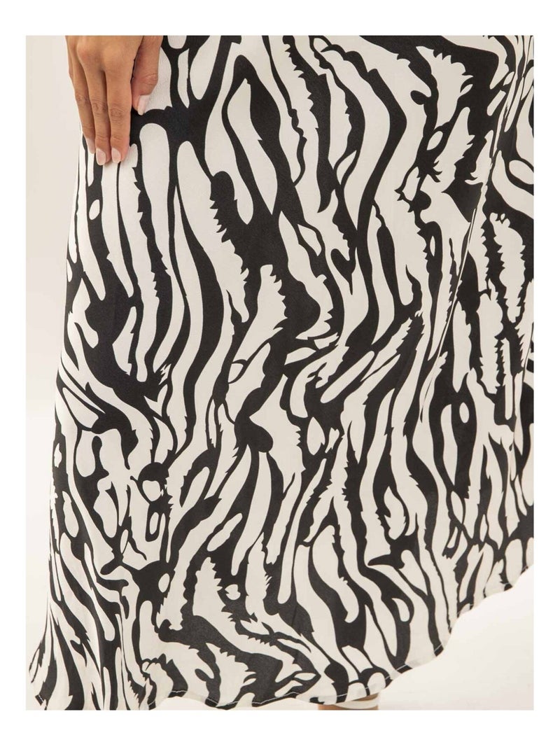 Jupe longue motifs zèbre XORANIA Noir - Kiabi