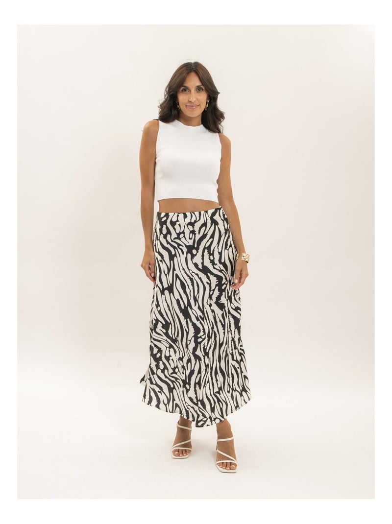 Jupe longue motifs zèbre XORANIA Noir - Kiabi