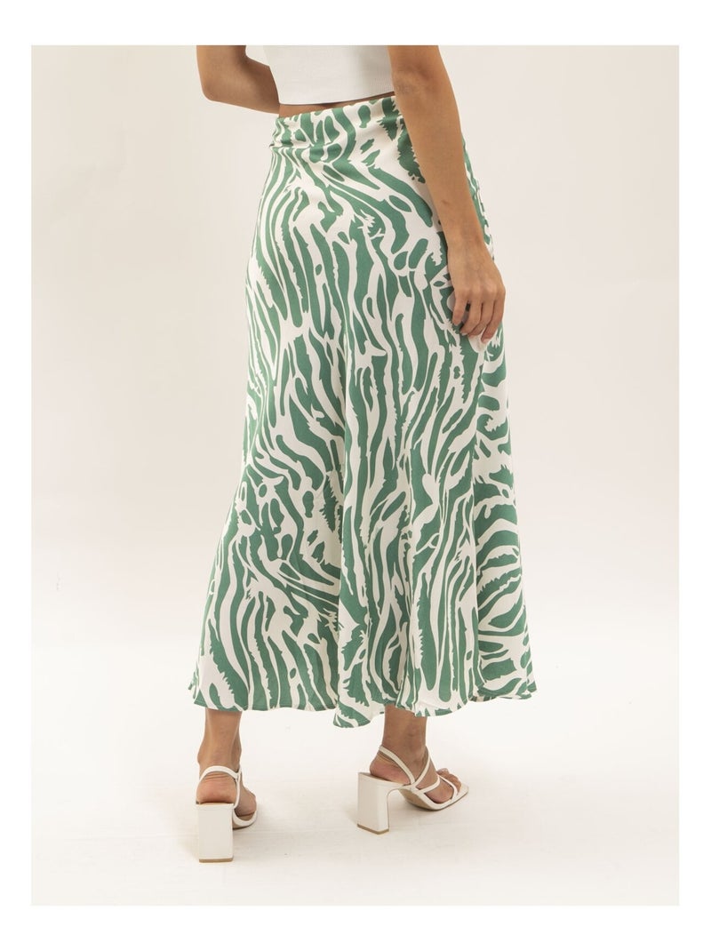 Jupe longue motifs zèbre XORANIA Vert - Kiabi