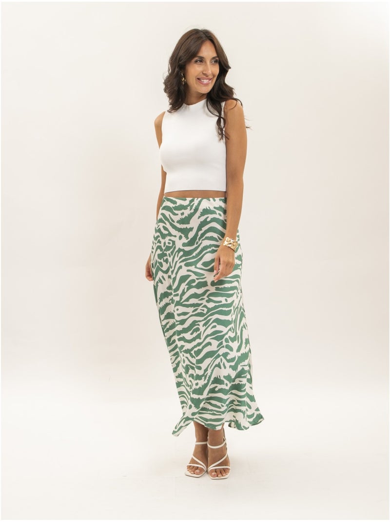 Jupe longue motifs zèbre XORANIA Vert - Kiabi