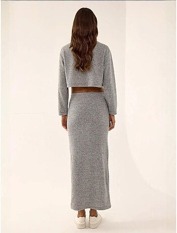 Jupe longue moulante en tricot taille basse