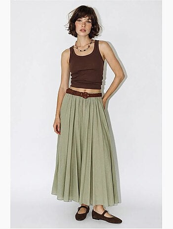 Jupe longue plissée à taille haute lucci