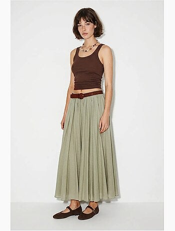 Jupe longue plissée à taille haute lucci