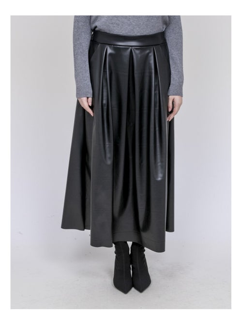 Jupe longue plissée en simili XOLLITA - Kiabi