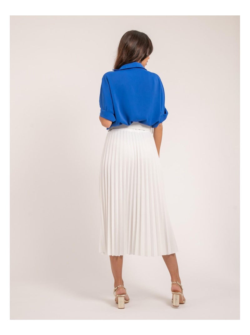 Jupe longue plissée et ceinture XOLEDE Blanc - Kiabi