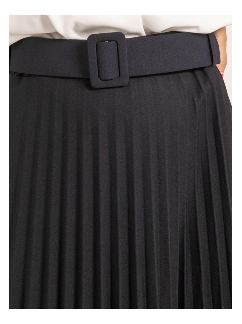 Jupe longue plissée et ceinture XOLEDE Bleu marine - Kiabi