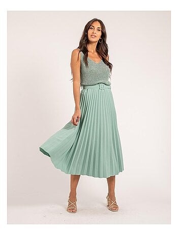 Jupe longue plissée et ceinture XOLEDE