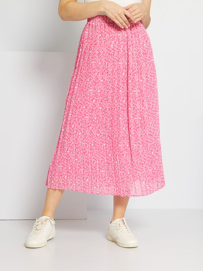 jupe plisse femme rose - Ref ju060 - Jupe femme longue