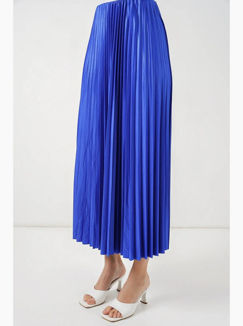 Jupe longue plissée taille haute bdart Bleu cobalt - Kiabi