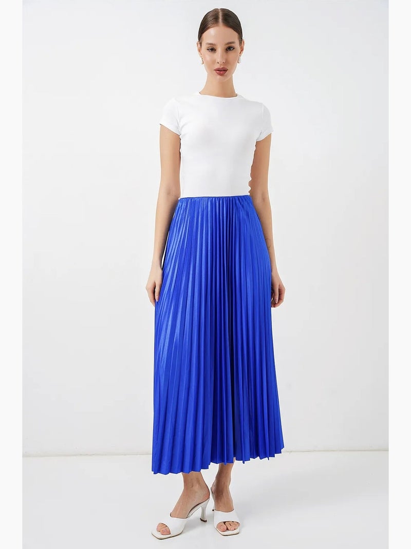 Jupe longue plissée taille haute bdart Bleu cobalt - Kiabi