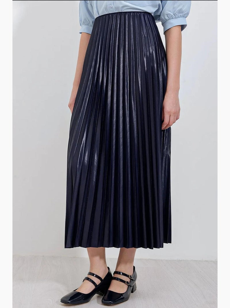 Jupe longue plissée taille haute bdart Bleu marine - Kiabi