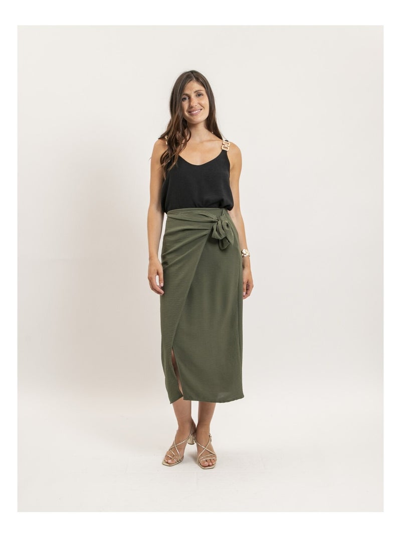 Jupe longue portefeuille XAMALA Kaki - Kiabi