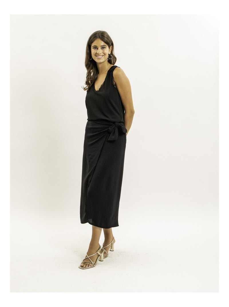 Jupe longue portefeuille XAMALA Noir - Kiabi