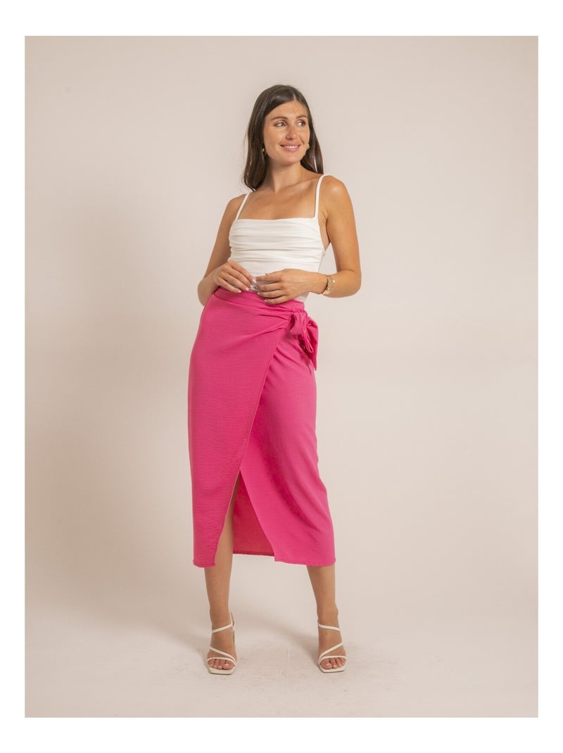 Jupe longue portefeuille XAMALA Rose - Kiabi