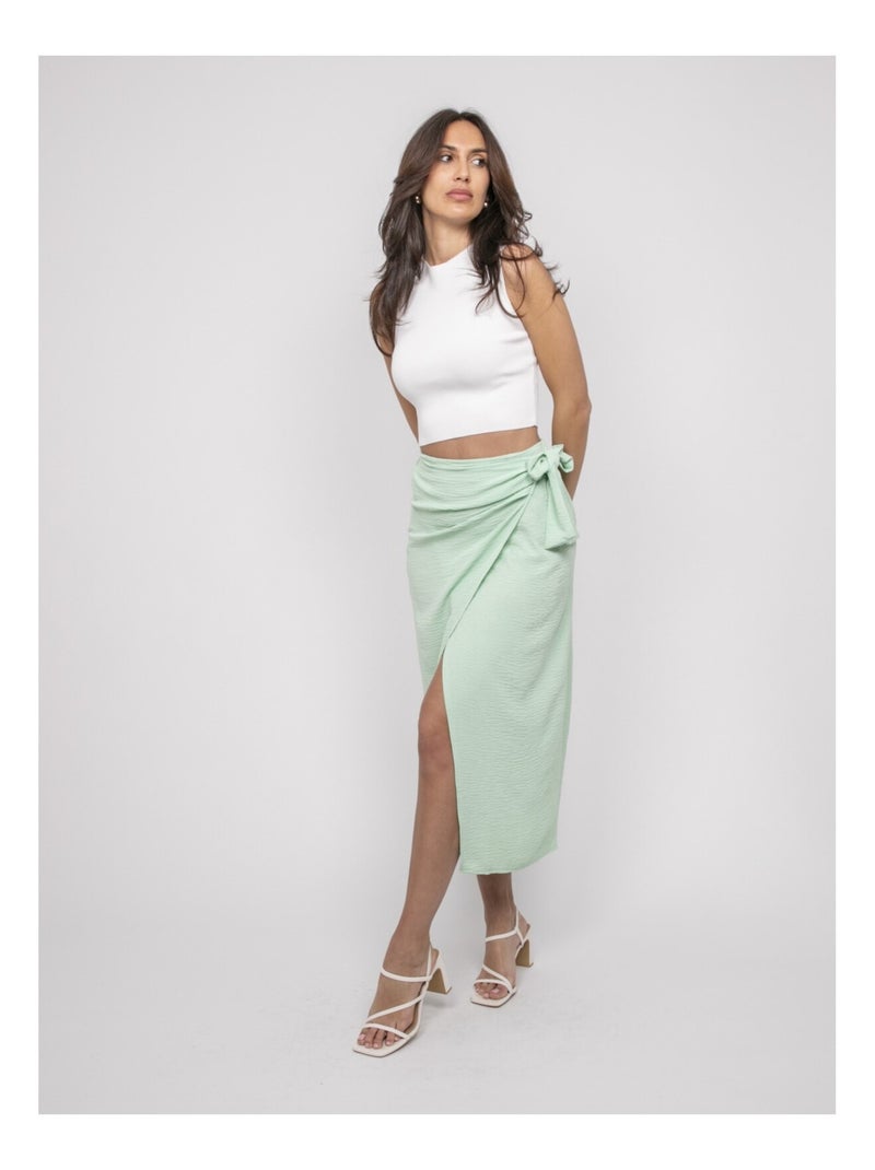 Jupe longue portefeuille XAMALA Vert d'eau - Kiabi