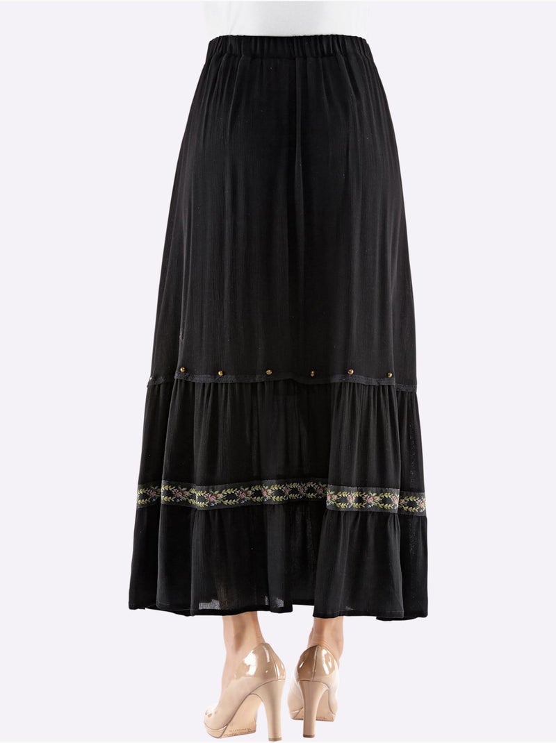 Jupe Longue Pure Viscose - Taille Standard - Helline Noir - Kiabi