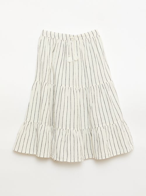 Jupe longue rayée à volants - Kiabi