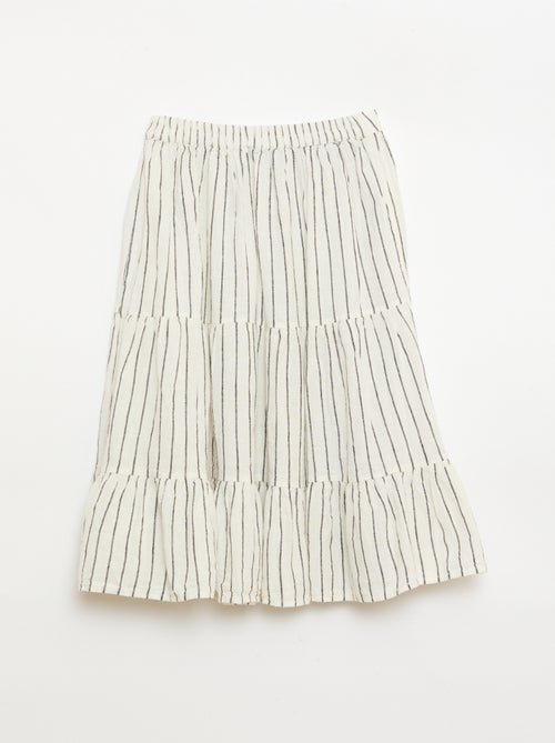 Jupe longue rayée à volants - Kiabi
