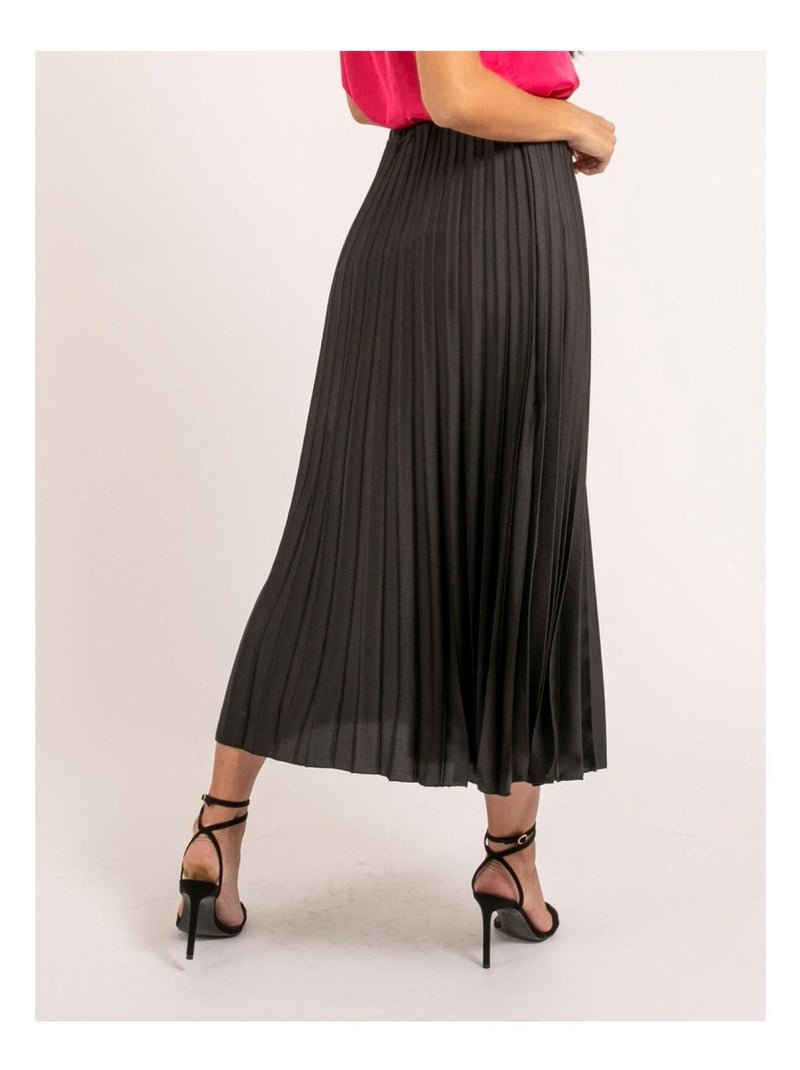Jupe longue satin plissée XYMMA Noir - Kiabi