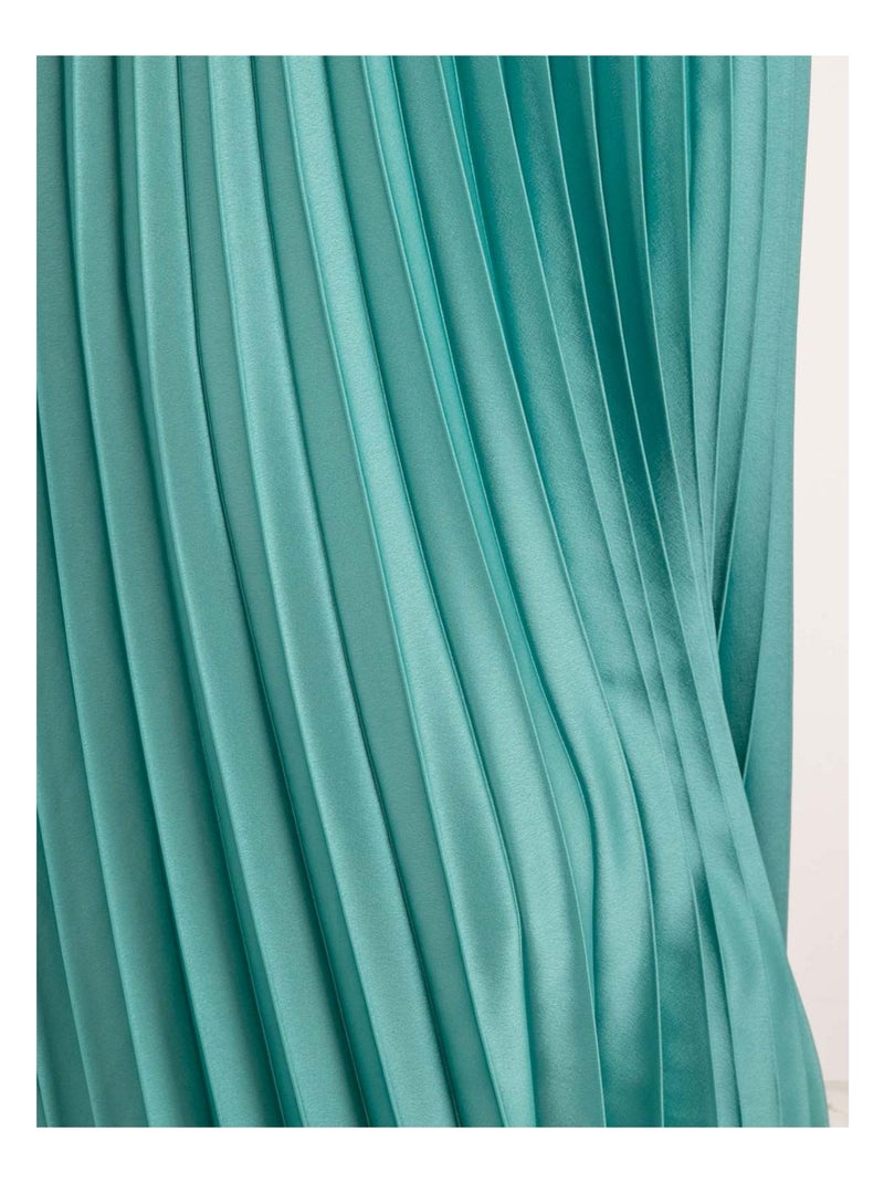 Jupe longue satin plissée XYMMA Vert d'eau - Kiabi