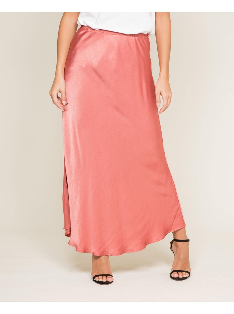 Jupe longue satin XATIN Rose - Kiabi