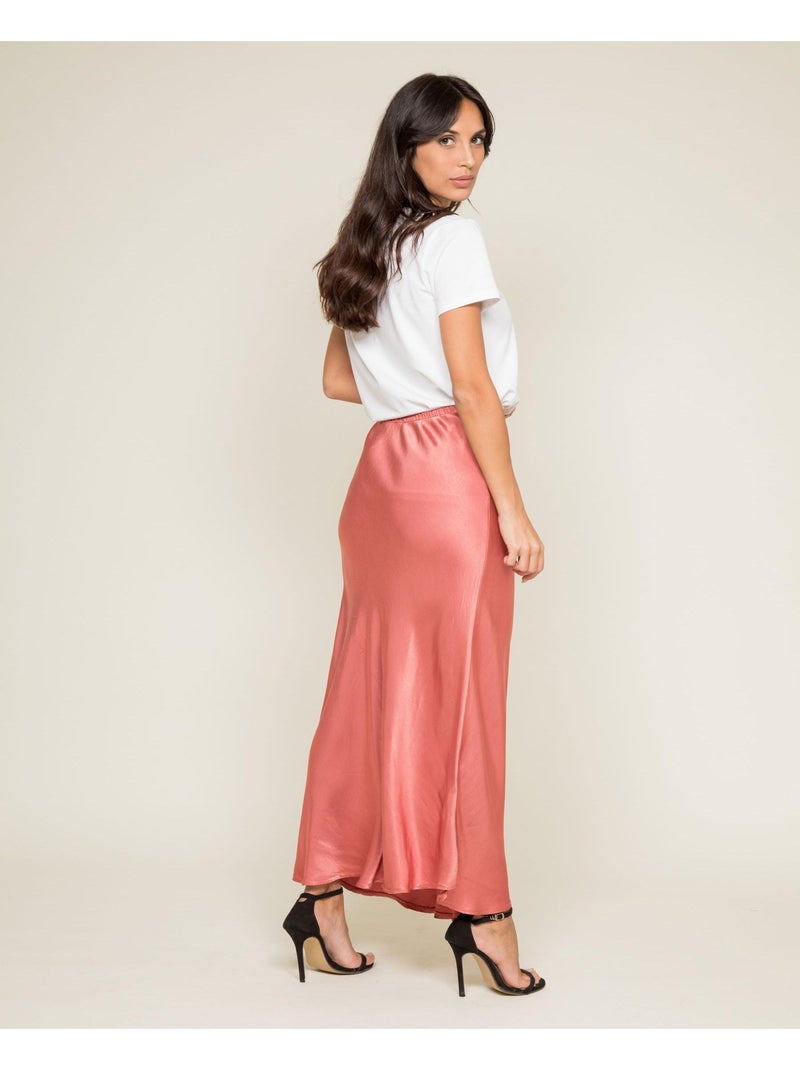 Jupe longue satin XATIN Rose - Kiabi