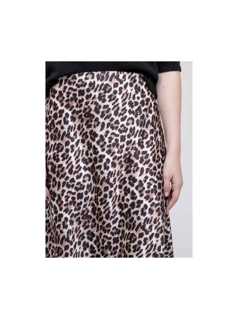 Mini jupe en Satin imprimé léopard pour femme, Vintage, taille haute
