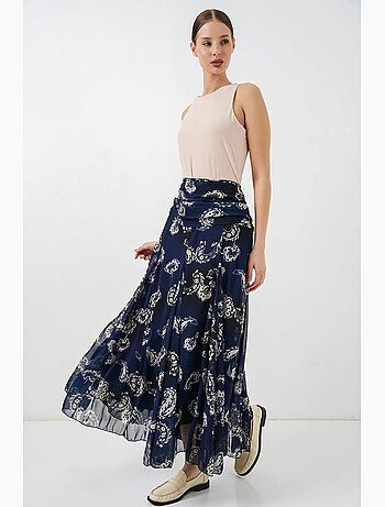 Jupe longue taille haute à imprimé cachemire bdart