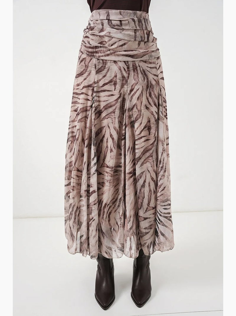 Jupe longue taille haute à imprimé cachemire bdart Ivoire - Kiabi