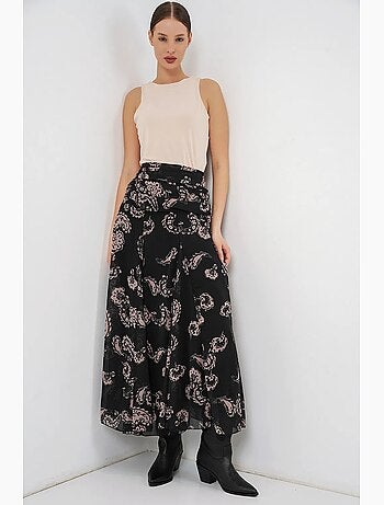 Jupe longue taille haute à imprimé cachemire bdart