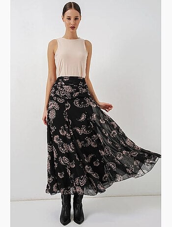 Jupe longue taille haute à imprimé cachemire bdart