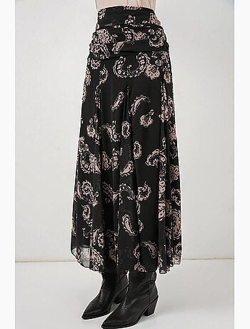 Jupe longue taille haute à imprimé cachemire bdart