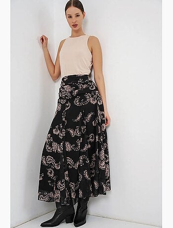 Jupe longue taille haute à imprimé cachemire bdart