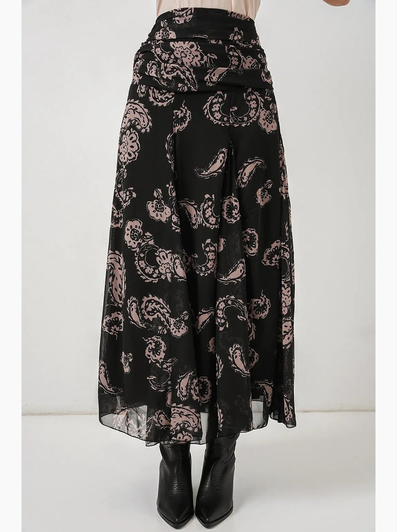 Jupe longue taille haute à imprimé cachemire bdart Noir - Kiabi