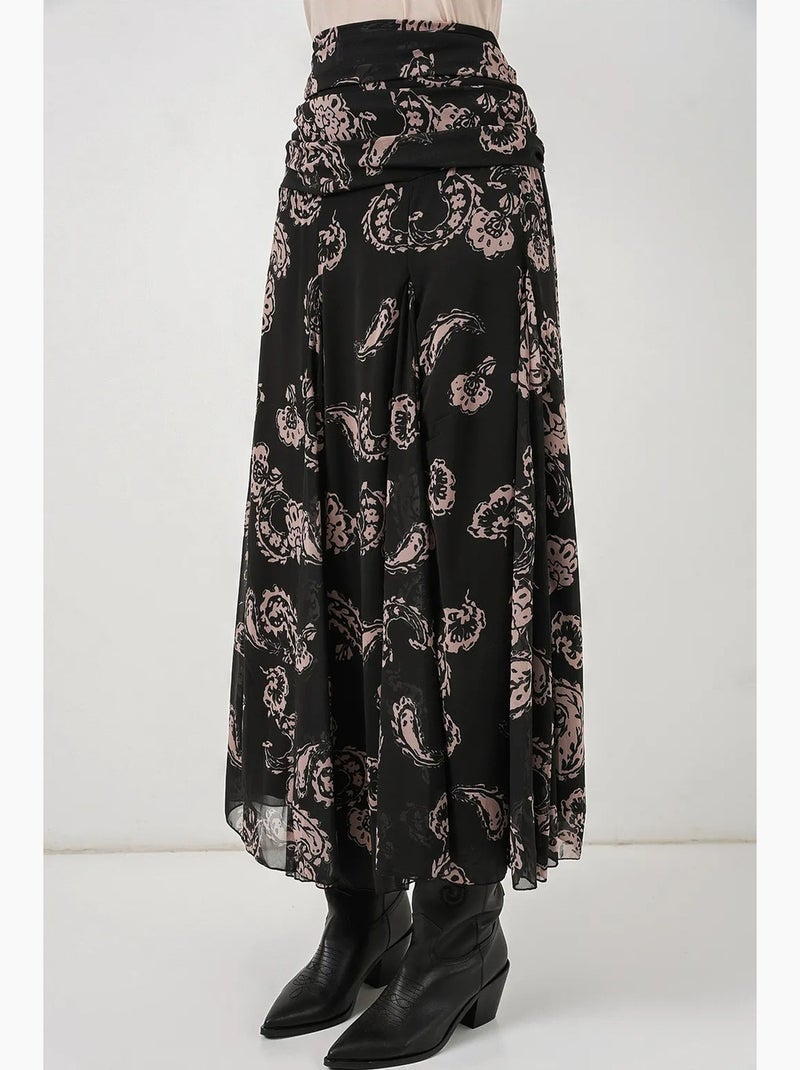 Jupe longue taille haute à imprimé cachemire bdart Noir - Kiabi