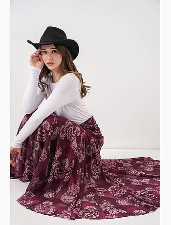 Jupe longue taille haute à imprimé cachemire bdart