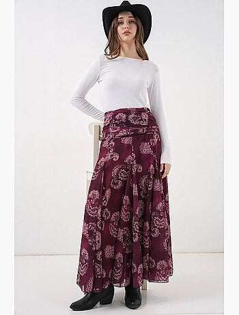 Jupe longue taille haute à imprimé cachemire bdart