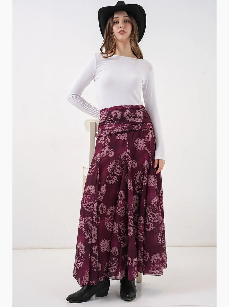 Jupe longue taille haute à imprimé cachemire bdart Rouge bordeaux - Kiabi