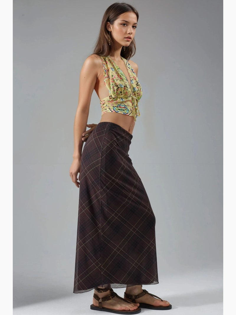 Jupe longue taille haute avec ceinture élastique busem Marron foncé - Kiabi