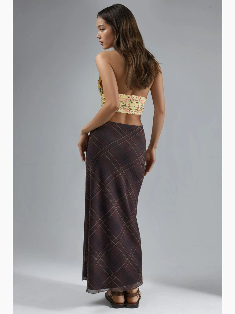 Jupe longue taille haute avec ceinture élastique busem Marron foncé - Kiabi