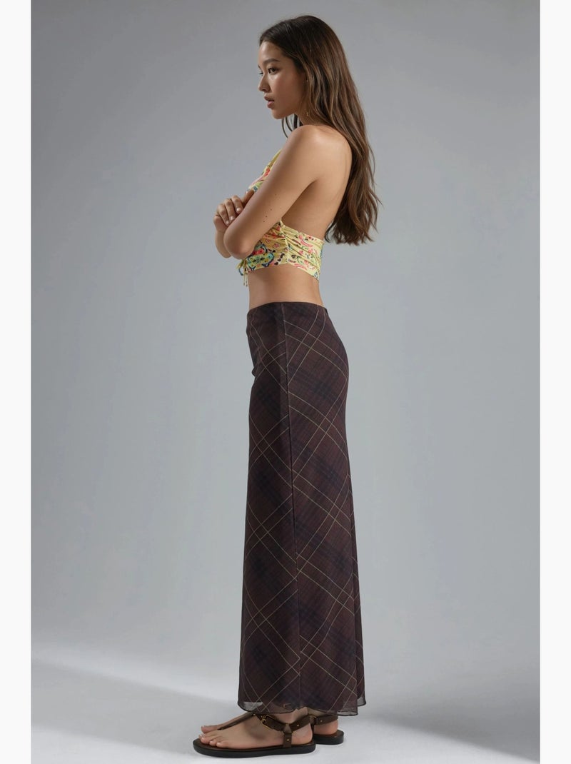 Jupe longue taille haute avec ceinture élastique busem Marron foncé - Kiabi